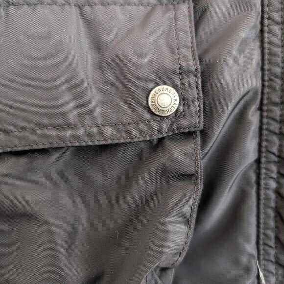 LAUREN RL Vest Men's M Black Outdoor Vintage Utility Nylon Corduroy Collar Zip - Picture 5 of 16